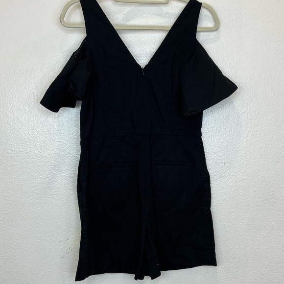 Anthropologie Elevenses Black Cut Out Cold Shoulder Jumpsuit Romper Womens 2 - Picture 2 of 8